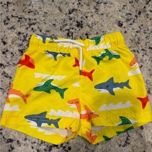 Colorful Shark Print Kids Swim Shorts